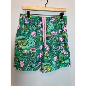 Killer Acid S Trippy Jungle Swim Trunks Board Shorts Green Pink Mushroom Cali